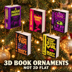 Custom 3D Book Ornament, Personalized Book Cover Christmas Decoration, Solid Plastic Miniature Book, Gift for Book Lovers