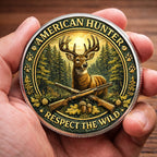 American Hunter Printed Commemorative Coin With Pocket Hug Leather Keychain
