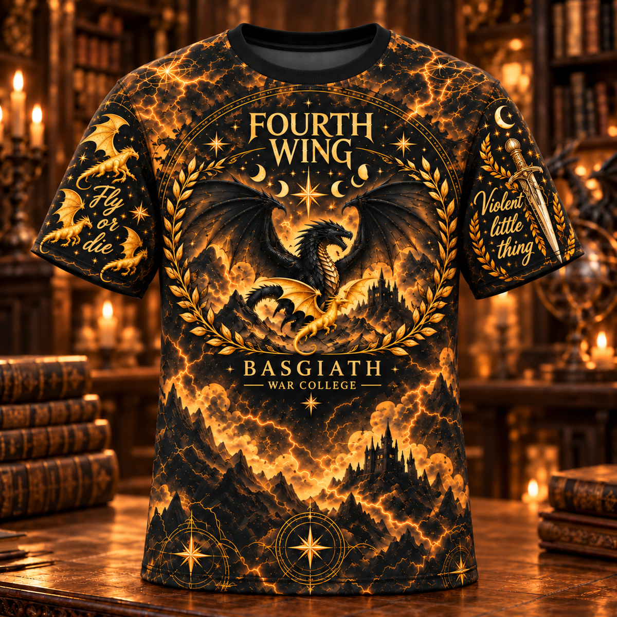 Fourth Wing AOP T-Shirt Sweatshirt Hoodie