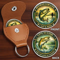 Hooked For Life Printed Commemorative Coin With Pocket Hug Leather Keychain