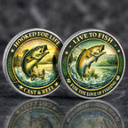 Hooked For Life Printed Commemorative Coin With Pocket Hug Leather Keychain