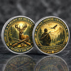 American Hunter Printed Commemorative Coin With Pocket Hug Leather Keychain