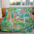 Meowth PKM Extended Artwork Pokemon Fleece Blanket