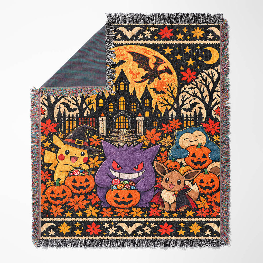 Halloween PKM Spooky Season Custom Woven Blanket