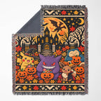 Halloween PKM Spooky Season Custom Woven Blanket